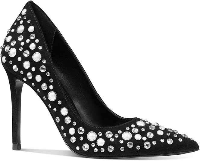 Amazon.com | Michael Michael Kors Keke Embellished Suede Pump Shoes 8.5 Black | Pumps