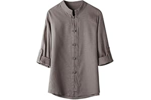 WUAI Clearance Mens Casual Classic Chinese Style Kung Fu Shirt Tops Tang Suit 3/4 Sleeve Blouse(Gray , US Size 2XL = Tag 3XL)