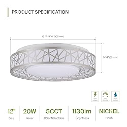 ASD 12 Inch LED Flush Mount Ceiling Light Fixture