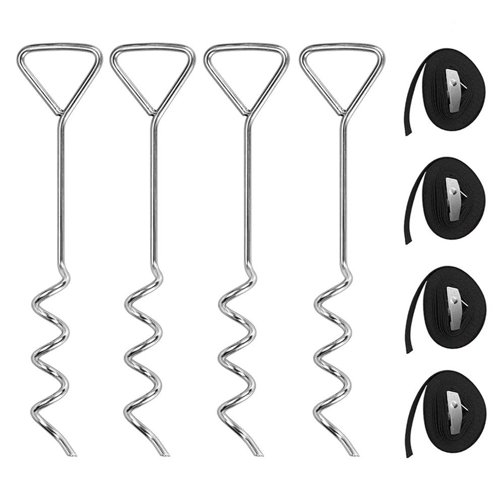 Trampoline Anchors Kits,Heavy Duty Tie Down System,Set of 4,Give a Greater Span of Anchorage to Be Safer,Non-Rust Anchors Kit for Trampolines