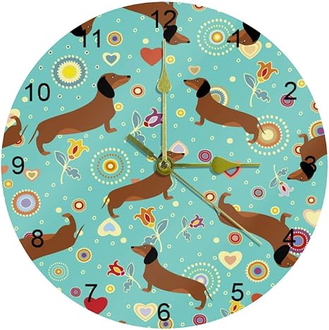 Amazon.de: EZIOLY lange flache braune Hunde-Wanduhr, 25, 4 cm, leise