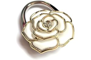 Elesa Miracle Purse Hook Foldable Handbag Hanger, Folding Table Hanger, with Velvet Pouch in Gift Box (White Flower)