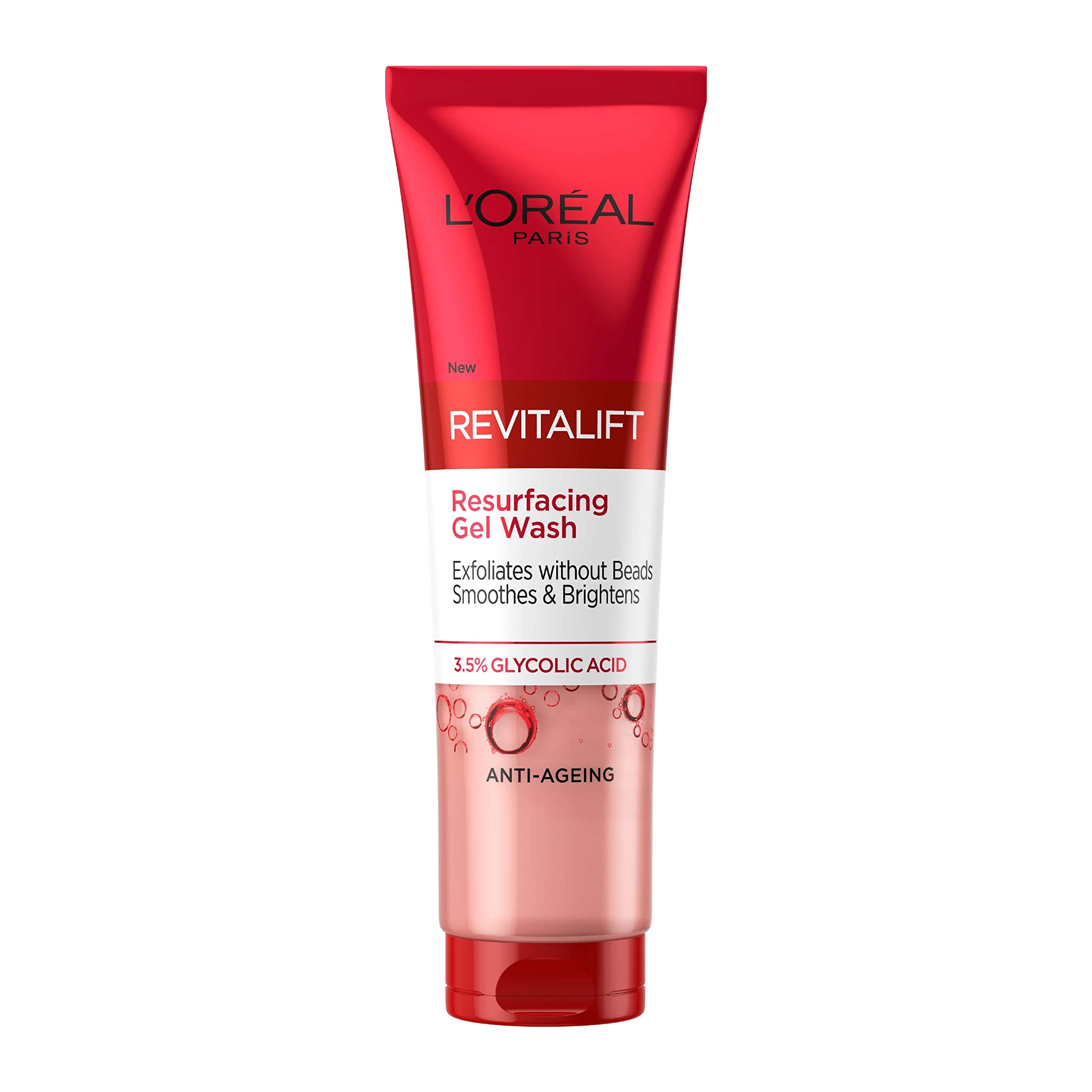 L'Oreal Paris 3.5% Glycolic Acid Cleanser, Revitalift Glycolic Resurfacing Gel Wash, Gently Exfoliates To Smooth & Brighten Skin – 150ml