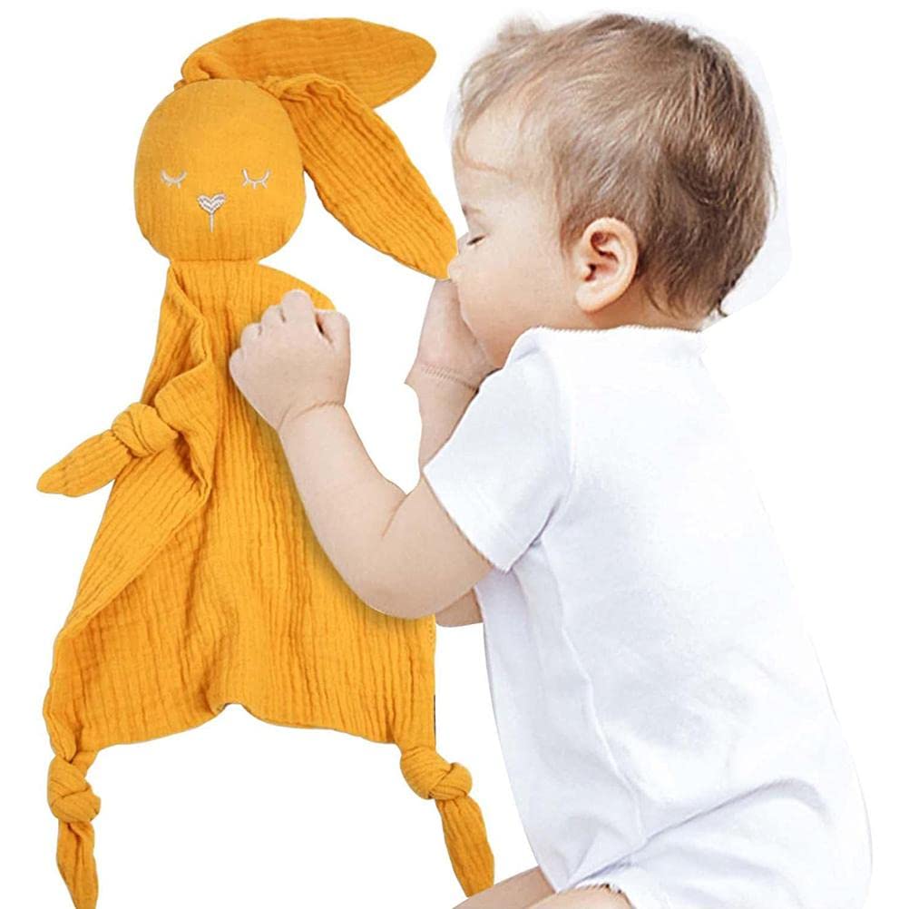 spier Baby Cuddle Blanket, Rabbit Cuddly Toy, Comfort Blanket, Baby Sleep Aid, Comforter Baby Safety Blanket for Newborns, Boys and Girls,Yellow Rabbit,53 cm