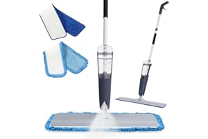 UNCLE ROCK 24" Dry mops for Floor Cleaning, Microfiber mop Spray System, Commercial Heavy-Duty Wet mops with 28oz Big Tank, 2 Washable Pads, Restaurant, Lobby, Pool, Factory, Office, Warehouse, Concert, Library