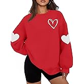 hohololo Valentines Day Sweatshirt Women Valentine Shirts Love Heart Long Sleeve Tops Oversized Crewneck Pullover