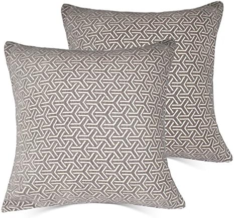 Set of 2 Throw Pillow Covers Coastal Cushions 100% Cotton Home Decorative 18 x 18 inch Soft Pillow Case Covers Invisible Zipper Decorative Pillow Case No Pillow Insert Furniture Cushions(03-Gray)