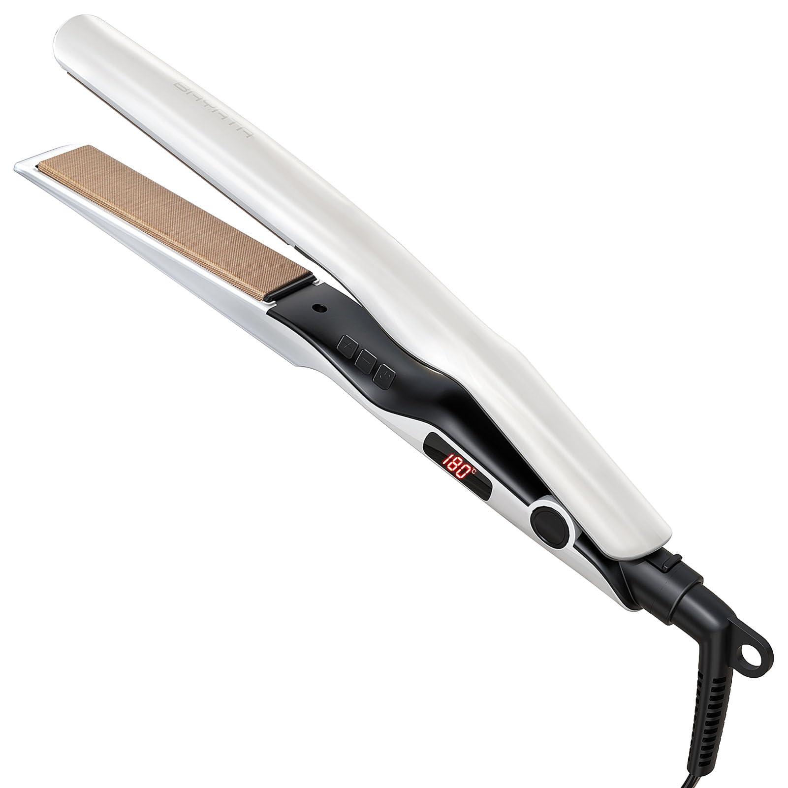 BAYATA ヘアアイロン シルクプロヘアアイロン【瞬間水分蒸発しない・120℃〜230℃・マイナスイオン・海外対応】ストレート カール 2WAY 27mm 12段階温度調節 アストレートナー 液晶温度表示 360度回転コード 自動電源OFF ヘアケア ヘアスタイリング 軽量 コンパクト 男女兼用 PSE認証済 (パールホワイト)商品画像