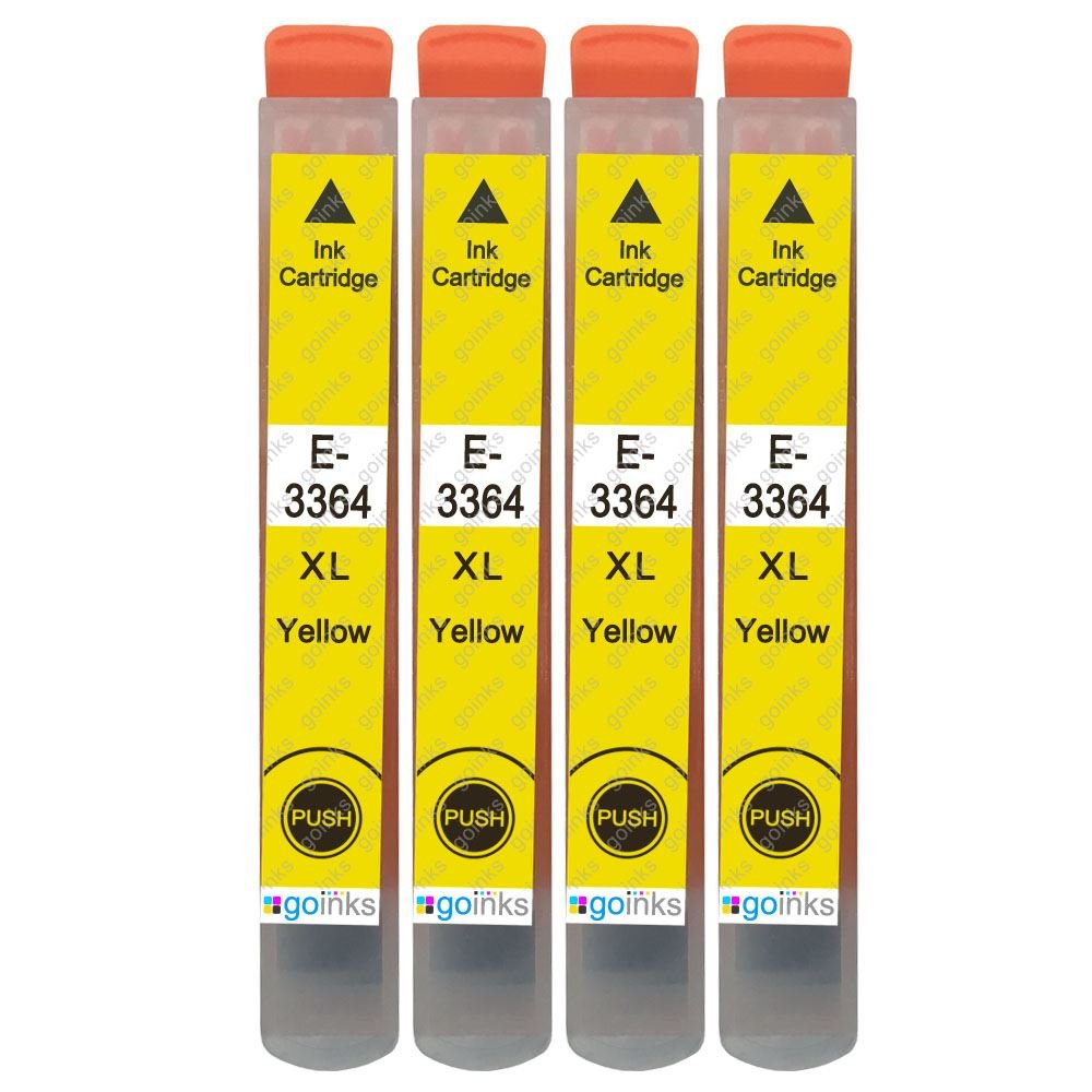 4 Go Inks Yellow Ink Cartridges to replace Epson T3364 (33XL Series) Compatible/non-OEM for Epson Expression Premium Printers, High Capacity