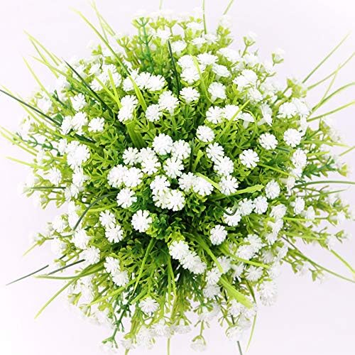Artificial Flowers, 5PCS Fake Flowers, Multicolor UV Resistant Fake Greenery Bushes, DIY Flowers for Bride's Bouquet Wedding Home Garden Party Indoor Outdoor (white)
