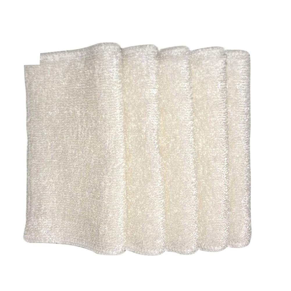 Wondder Bamboo Fiber Dish Towels, 5 Pack Super Absorbent Anti-grease Washing Towel Dishcloths Magic Kitchen Wiping Rags Cleaning Cloths (9 x 7 Inch)