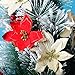Zabrina 12 Pcs 13cm Christmas Tree Decorative Silk Flower Gold Poinsettia Bush and Red Poinsettia Bush Artificial Flowers Red Glitter Poinsettia Christmas Tree Ornaments, Red