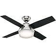 Hunter 44 inch Indoor Ceiling Fan with LED Light and Remote Control - Modern Ceiling Fan, Standard Mount, 4 Blades, for Bedro