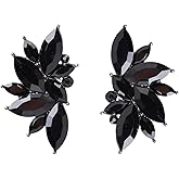 MALOYANVE Crystal Cluster Earrings Funky Punk Rock Small Round Rhinestone Angel Wings Statement Stud Earrings for Brides Bridemaids Wedding Jewelry Gifts for Women