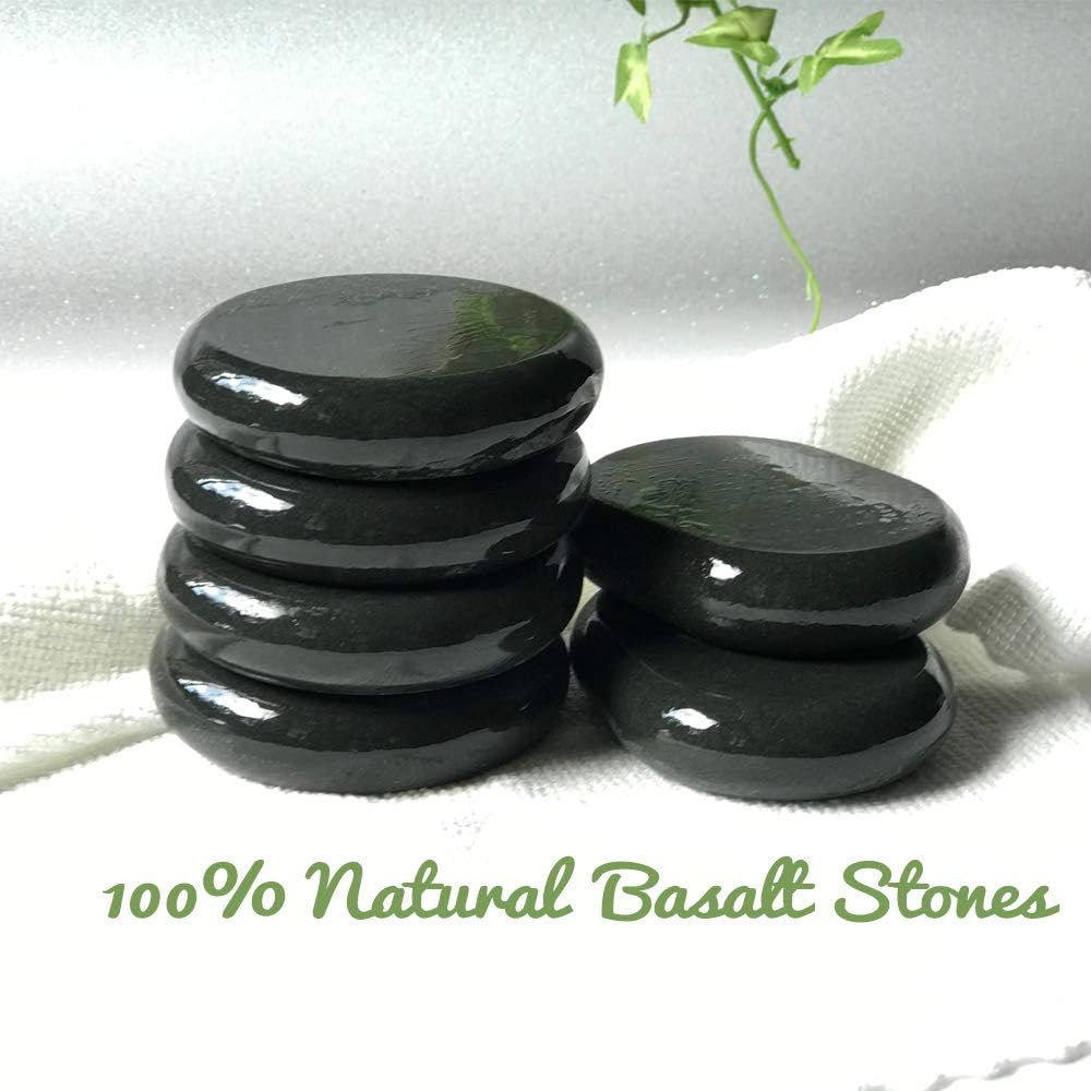 Hot Stones - 6 Large Essential Massage Stones Set (3.15in) for Professional or Home spa, Relaxing, Healing, Pain Relief by ActiveBliss: Health & Personal Care