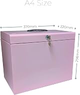 Cathedral A4 Steel File Box with 5 Suspension Files Pastel Pink UK Made view 2