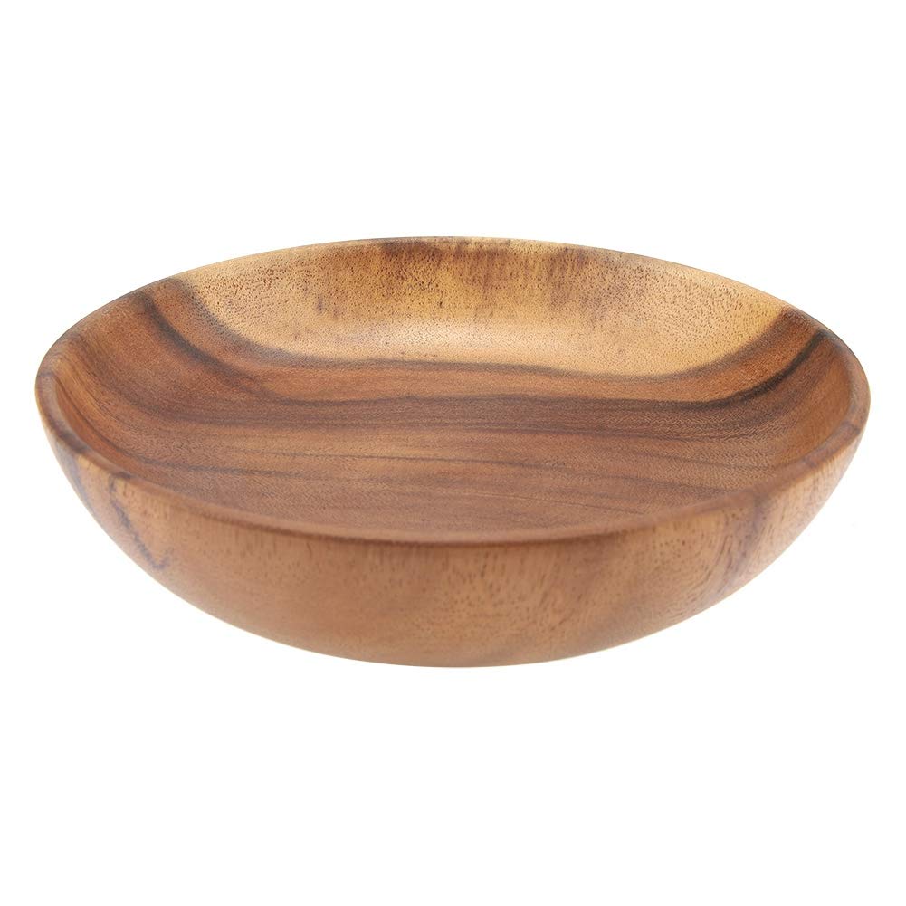 DEWIN Wooden Fruit Bowl, Small Wooden Bowl Solid Acacia Wooden Bowl for Salad Soup Rice Hand Made Wooden Bowl Kitchen Utensils (20 * 4.5cm)