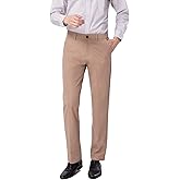 Plaid&Plain Men's Dress Pants Straight Fit Stretch Khaki Pants Wrinkle Free