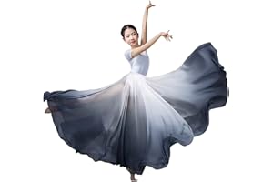 Z&X Gradient Color Sheer Long Flowy Wrap Skirt Ballet Lyrical Dance Costumes for Girls Ballerinas Performance