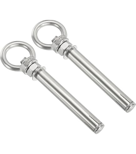 MECCANIXITY Concrete Wall Hook M10x115mm, 304 Stainless Steel Expansion Concrete Wall Anchors Shoulder Lag Eye Bolts Screws for Ceiling Concrete Wall Brick Masonry, Pack of 2