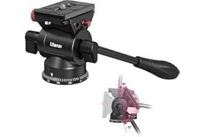 ULANZI U210 Tripod Fluid Head, Mini Pan Tilt Head w Handle,Built-in 1/4'' & 3/8'' Adapter, Panoramic Ball Head w Arca Swiss Quick Release Plate Lightweight for Compact Camera Load up to 11.02 lb/5kg