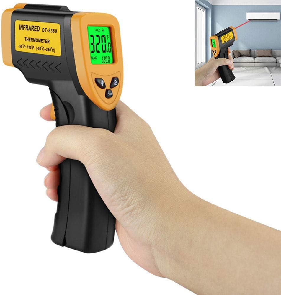 ZHLZH Digital Surface Temperature/IR Thermometer, 774 Non-contact Digital Laser Infrared Thermometer Temperature Gun -58℉~ 716℉ (-50℃ ~ 380℃), Yellow and Black
