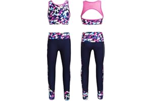 CHICTRY Kids Girls' 2 Piece Athletic Leggings with Tank Crop Tops Outfits sets for Gymnastics Sports Workout Fitness