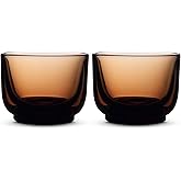 Fellow Pirch Cortado Cups 4.5 oz, Set of 2, Weighted Soda Lime Glass Amber | Curved Interior for Espresso Drinks and Latte Art, Dishwasher and Microwave Safe, Demitasse Espresso Cups, Coffee Glasses