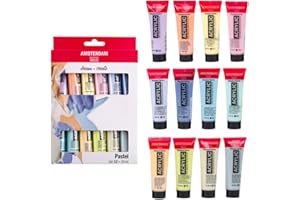 Amsterdam Acrylic Paint Set 12 x 20 ml Soft Pastel Shades - High Colour Power, Even Viscosity, Environmentally Friendly Packa