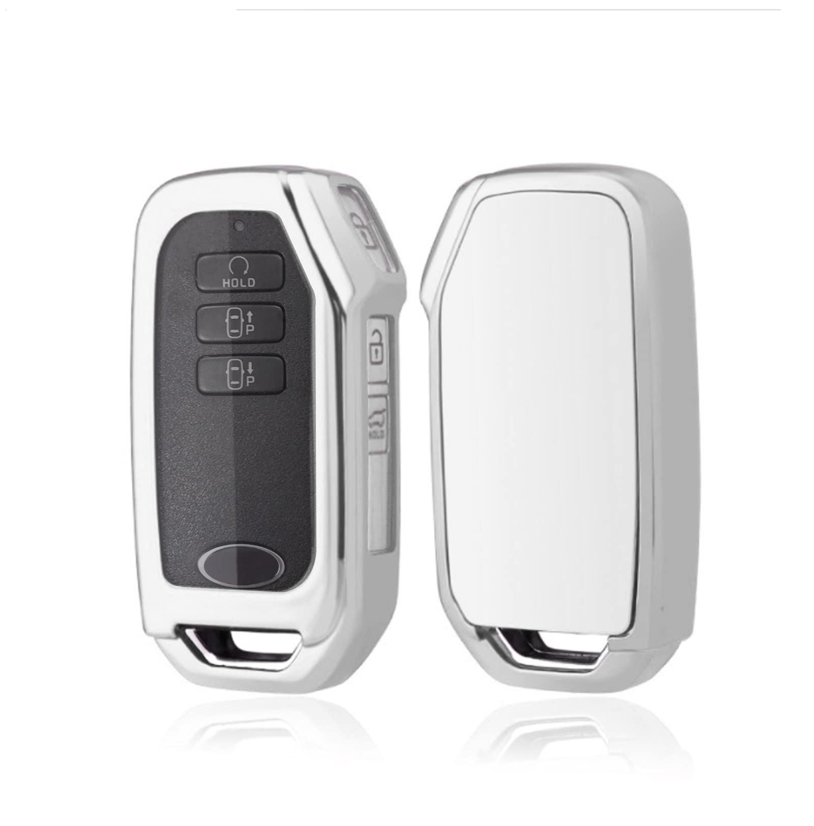 CDEFG Kia Ceed CD NIRO Stinger Soul Sportage Sorento EV6 2022 Key Cover Car Key Fob Case Remote Control TPU Protection Protective Buttons Holder Smart Keyless Protector Accessories (7 Buttons Silver)