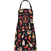 CMNIM Chilli Pepper Aprons Spicy Food Lover Gifts Hot Sauce Cooking Apron Peppers Chef Apron with Pockets Chilli Lovers Gifts