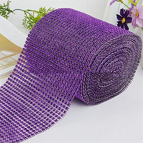 MEXUD-Diamond Mesh Wrap Roll Cake Rhinestone Wedding Ribbon for Decor Party Supplies (2 yards, Dark Purple)