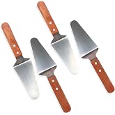 CZWESTC 4 Pcs Stainless Steel Pizza Servers with Wooden Handle, Triangular Spade Pie Pastry Spatula for Cake, Dessert, Tart, Pie and Pizza