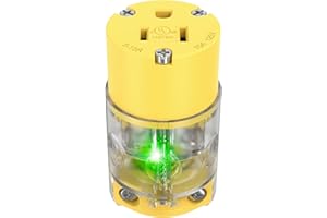 HYDUUU NEMA 5-15 Extension Cord Repair Ends Illuminated Electrical Female Plugs Cord Caps Replacement 15A 120V with Green Neon Light UL Listed