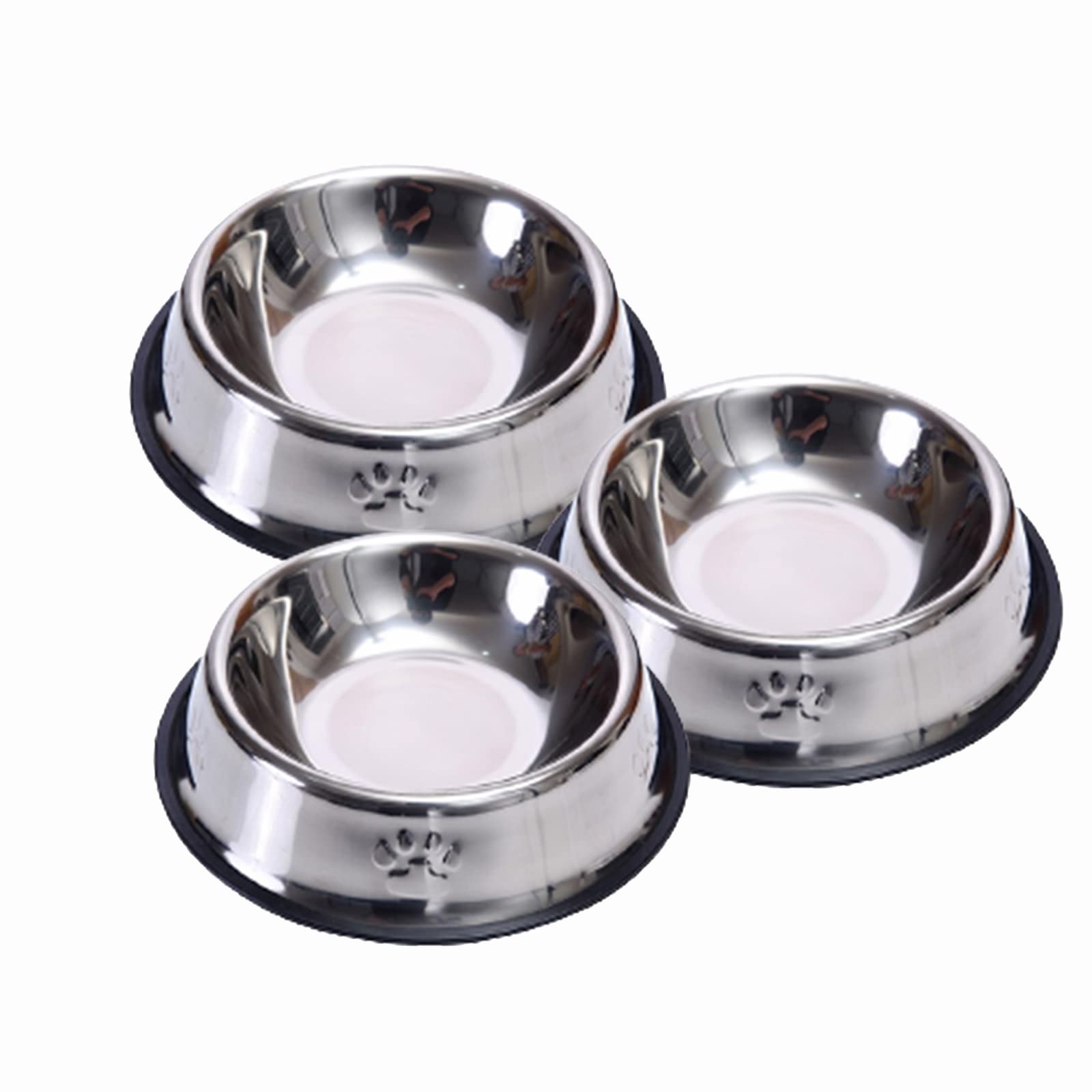 3 Pieces Cat Bowls Non-Slip Cat Feeding Bowls Stainless Steel Puppy Dish Bowls for Pets Cats and Puppies