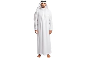 HOMELEX Men's Muslim Clothes Thobe Middle East Kaftan Saudi Arab Caftans Islamic Abaya Dress Dubai Robes