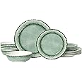 AELS Melamine Dinnerware Set of 18 Pcs Dinner Dishes Set, Lightweight Unbreakable for Indoor and Outdoor Use, BPA Free, Dishwasher Safe, Sage Green