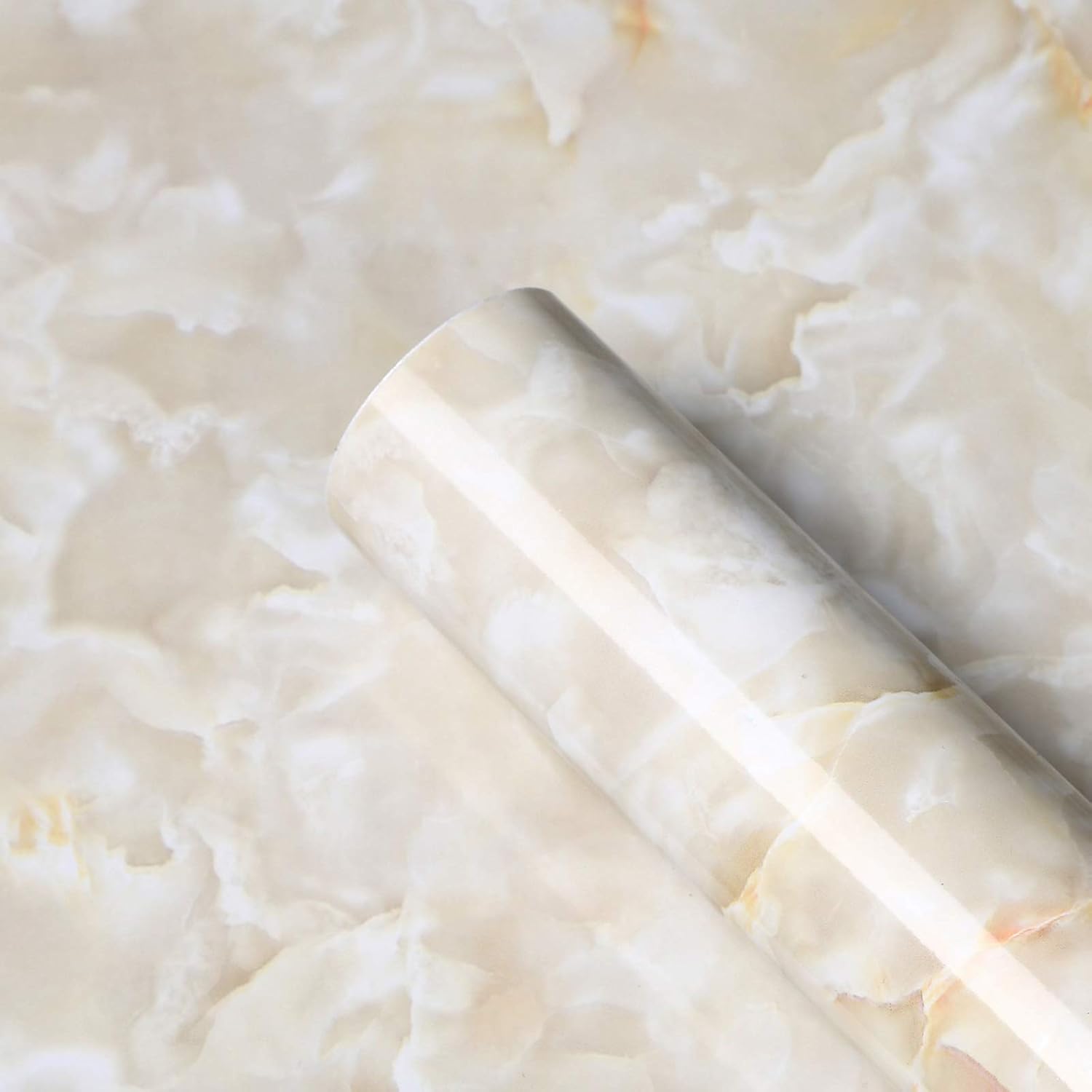 Homease Marble Contact Paper Peel and Stick Wallpaper for Kitchen Countertops Cabinets Furniture Self Adhesive Vinyl Film Waterproof Decorative PVC Film Gray Yellow 24 X 196 in