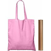 NPBAG 5 Pack 15'' X 16'' Baby Pink Cotton Tote Bags, Blank Bulk Cloth bags with 1pc of PTFE Teflon Sheet