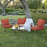 Best Choice Products 4 Piece Cushioned Patio Furniture Set W/ Loveseat, 2 Chairs, Coffee Table Red (Lawn &amp; Patio)