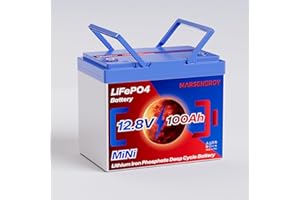 MARSENERGY 12V 100Ah Lifepo4 Battery, Bci Group 24, Built-In 100A Smart BMS, 4500 To 15000 Deep Cycle Grade A Cells Lithium Battery For Rv, Trolling Motor, Marine, Home Energy Storage, Solar Panel System (B-1PC)