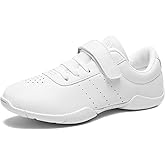 HWJHMX Girls Cheer Shoes White Youth Cheerleading Shoes Dance Athletic Training Breathable Lightweight Competition Cheer Sneakers