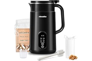 ARCMIRA 𝟲 𝗶𝗻 𝟭 Nut Milk Maker Machine, 20 oz(600ml) Homemade Almond, Soy, Oat, Plant-Based and Non-Dairy Beverages, Almond Miilk Makerr, Delay Start/Boil Water/Keep Warm, Soy Milk Machine, Nut Milk Bag