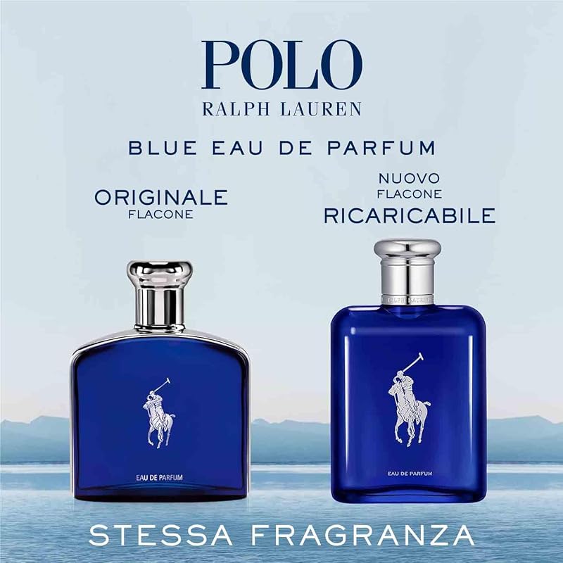 Polo Blue Eau de Parfum, Profumo Uomo Legnoso e Sofisticato, Fragranza Maschile Intensa ed Energizzante, Note di Bergamotto e Iris Blu, A Lunga Durata, Profumo di Lusso da Uomo, 75 ml