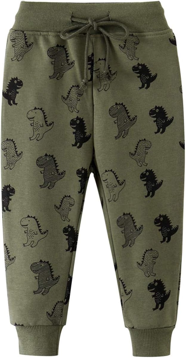 REWANGOING 2 Pack of Little Boys Girls Cartoon Print Drawstring Elastic Sweatpants Sport Jogger: Clothing
