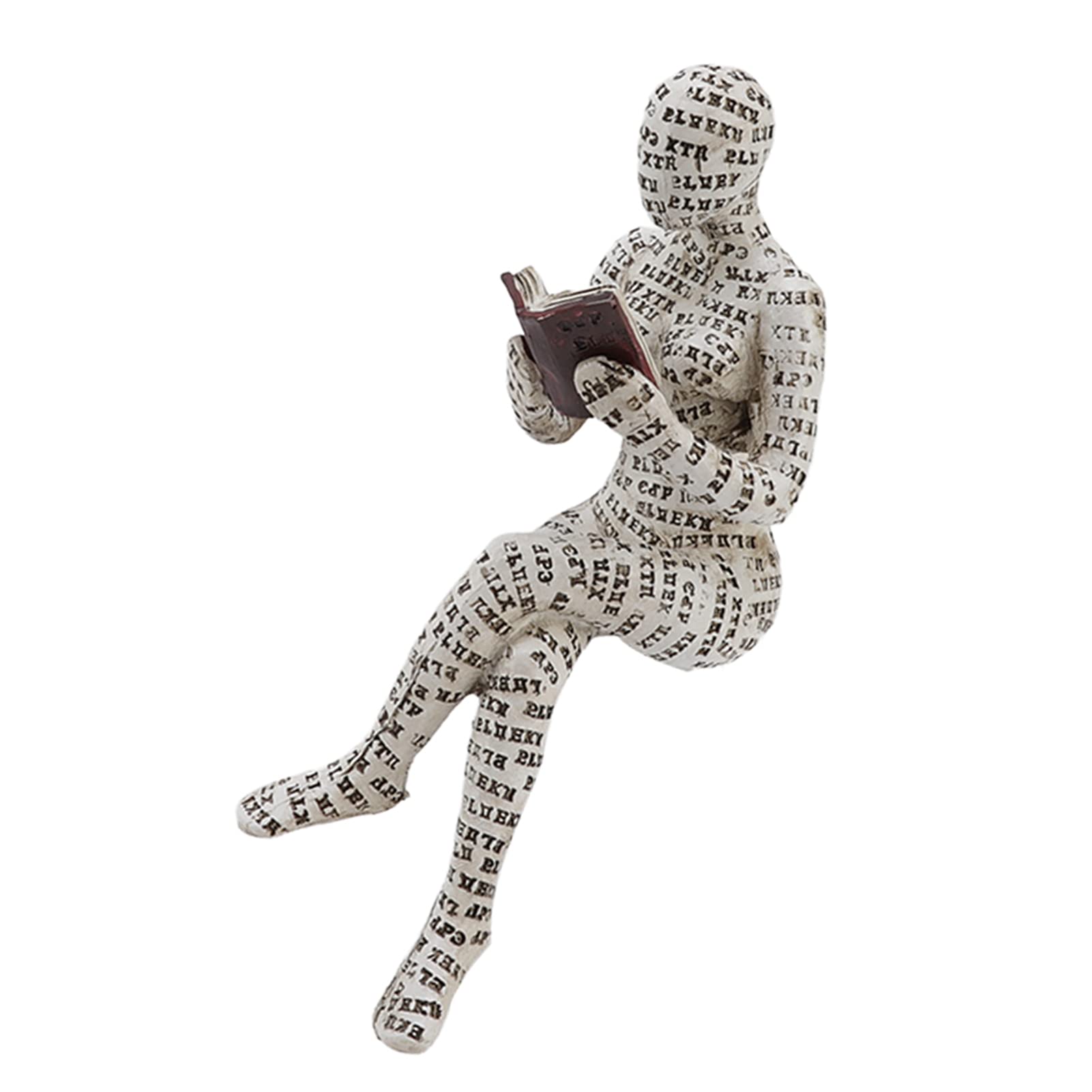 Resin Reading Woman Figurine for Home Decor - Elegant Lady Reading Sculpture for Bookshelf and Living Room