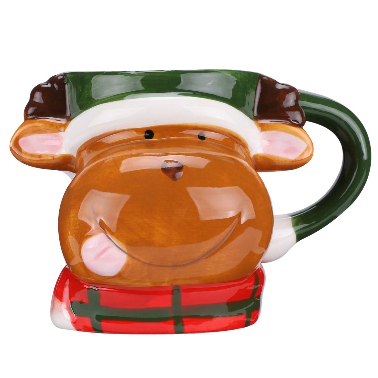 Amosfun Christmas Reindeer Mug Ceramic Milk Drinking Mug Holiday Milk Cup Xmas Reindeer Cup Ceramic Animal Mug Cup