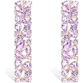 KELMALL Elegant Rhinestone Rectangle Earrings Trendy Crystal Geometric Drop Dangle Statement Earrings for Women