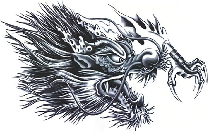 Amazon Co Jp Yesallwas タトゥーシール 龍 竜 飛竜 入れ墨シール リアル 和柄 和彫り タトゥーステッカー ボディーシール 刺青シール 防水 メンズ G 2枚セット 19x32cm ビューティー