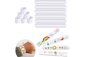 Uniticber White Blank Slap Bracelets Bulk 36 PCS - DIY Craft Painting Vinyl Wristbands for Party Favors